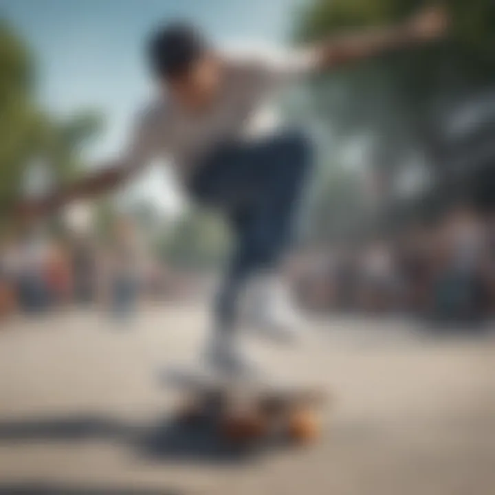 Skater performing tricks while wearing Nike Court Vision Alta shoes