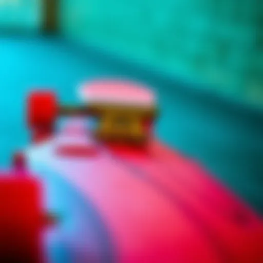 Sleek Design of the Red Penny Board Close-up view of the vibrant red penny board showcasing its sleek design