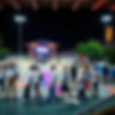 A vibrant skatepark filled with diverse skaters, illustrating community dynamics in Riot Society.