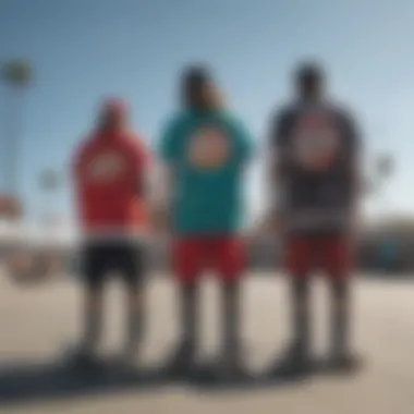 Santa Cruz Jerseys at a Skateboarding Event Skateboarders wearing Santa Cruz jerseys during an event