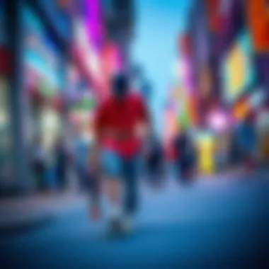 Shoelace Belts in Skateboarding Culture A vibrant street scene depicting skateboarders with shoelace belts