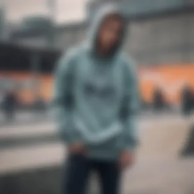 Urban Aesthetic of Spitfire Hoodie Stylish Spitfire hoodie in urban skatepark setting