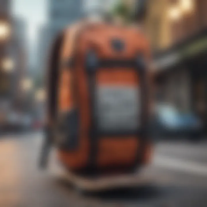 Skateboard strap backpack with essential gear