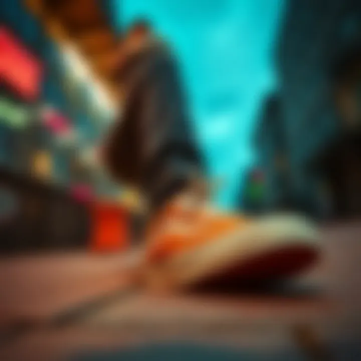 A stylish urban setting featuring the Vans Old Skool Corduroy as a fashion statement