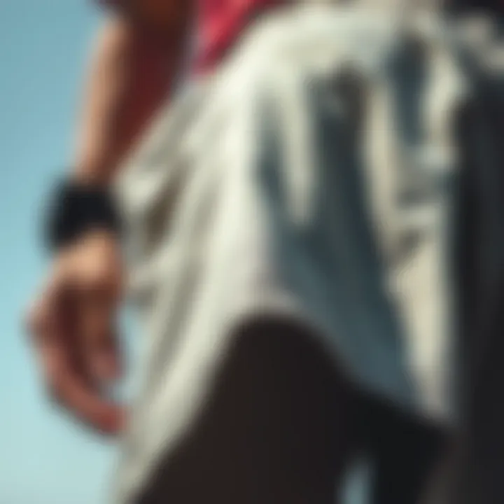 Durability of Grey Khaki Fabric in Skateboarding Close-up of grey khaki fabric showcasing durability