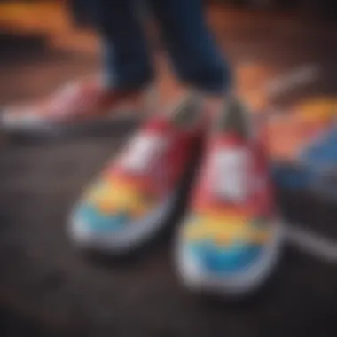 Artistic Vans Presentation An artistic composition of Vans shoes placed against a colorful backdrop.