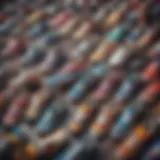 A vibrant display of multicolored Vans shoes showcasing various designs and patterns.