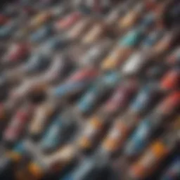 A vibrant display of multicolored Vans shoes showcasing various designs and patterns.