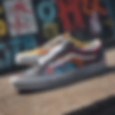 Graffiti-Inspired Customization A close-up of a graffiti-inspired custom Vans shoe reflecting urban culture.
