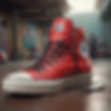 Durability of Thick High Top Converse A close-up of the durable materials used in thick high top Converse
