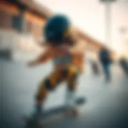 A child skateboarding in Thrasher Kidswear apparel