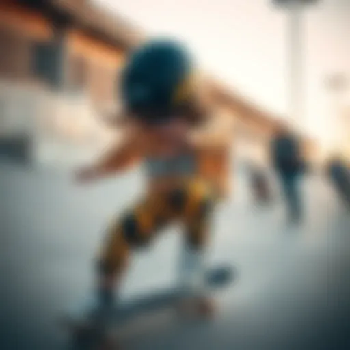 Thrilling Skateboarding Experience in Thrasher Kidswear A child skateboarding in Thrasher Kidswear apparel
