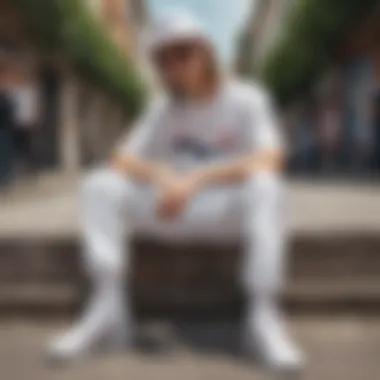 Streetwear Elegance Fashionable streetwear look featuring white Fila t-shirt