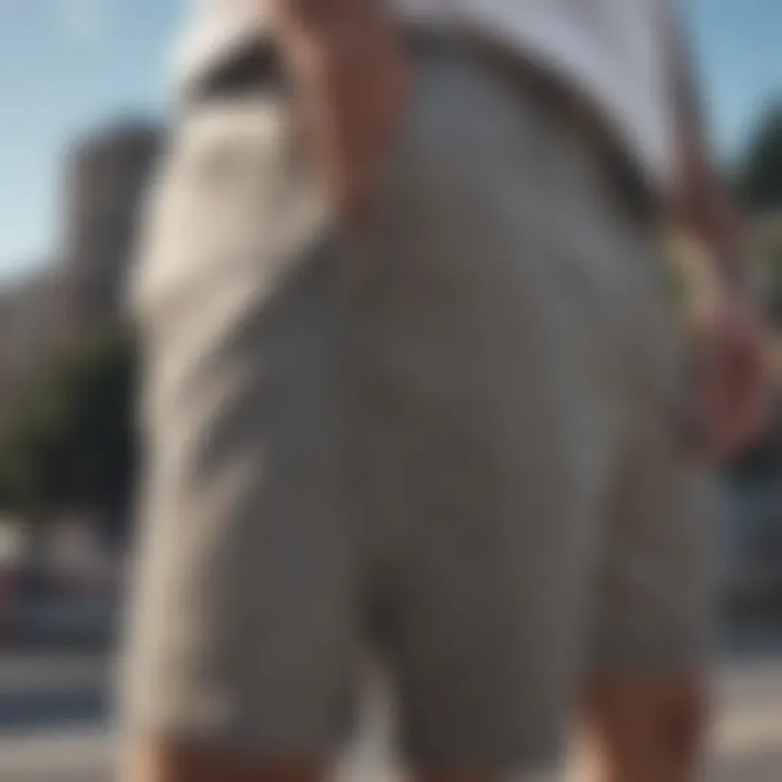 Close-up of Tripp NYC shorts showcasing fabric texture and stitching