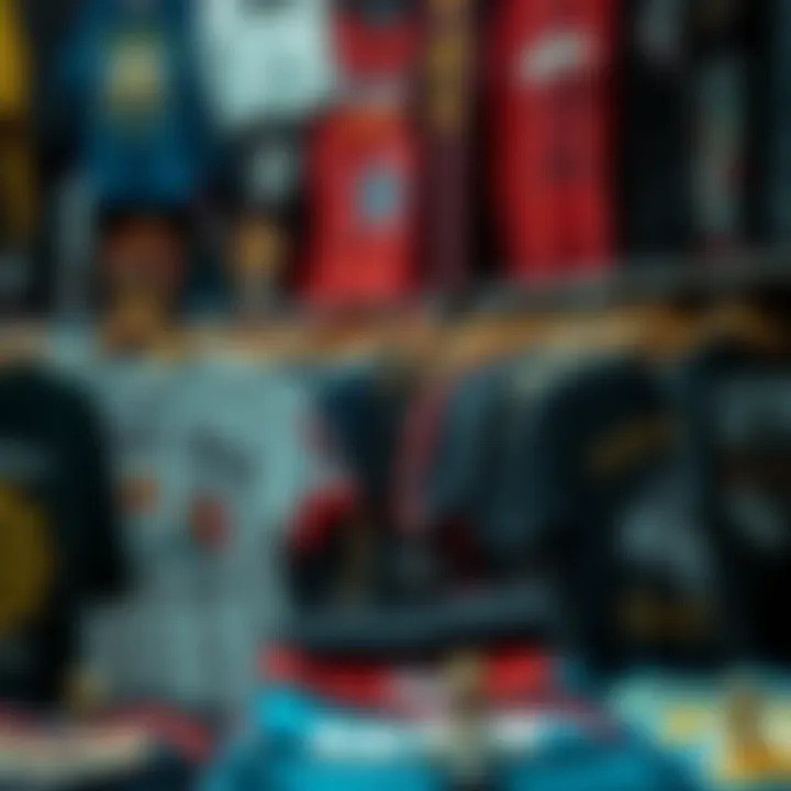 A collection of vintage graphic tees at a second-hand market