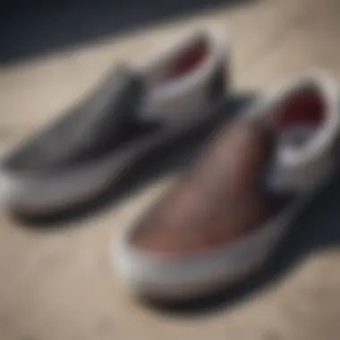 Unique Design Elements of Vans Mesh Slip-Ons Close-up of Vans Mesh Slip-Ons showcasing unique design elements