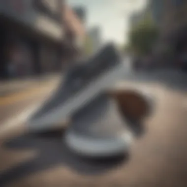 Vans Mesh Slip-Ons in Urban Skateboarding Vans Mesh Slip-Ons in an urban skateboarding environment