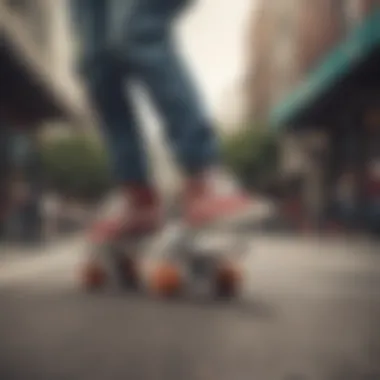 Skaters performing tricks in Vans shoes, highlighting their performance and durability.