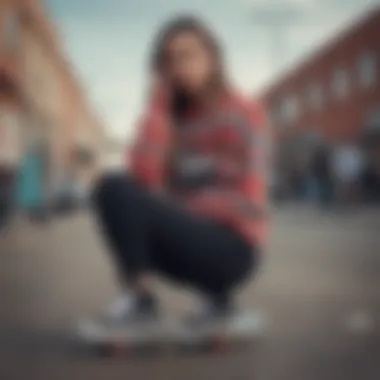 A street style look featuring the Vans sweater paired with skateboarding accessories