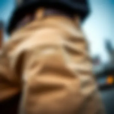 Close-up of fabric technology in Dickies khaki slim fit pants