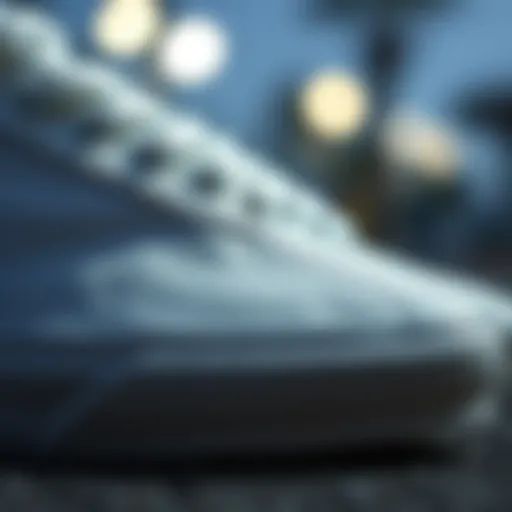 Detailed view showcasing the texture of White Gumsole Vans