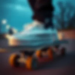 Stylish White Platform Converse showcased on a skateboarding deck