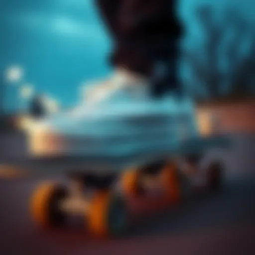 Stylish White Platform Converse showcased on a skateboarding deck