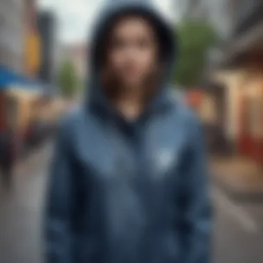 Urban Style: Windbreaker Jacket with Hood Stylish outdoor jacket with hood showcased in urban environment