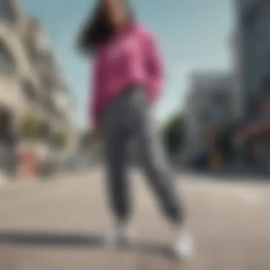 Versatile Styling Options for Nike Sweatpants A stylish arrangement of different outfit combinations featuring Nike sweatpants