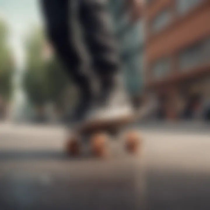 Skater performing tricks with Z Flex wheels on a skateboard