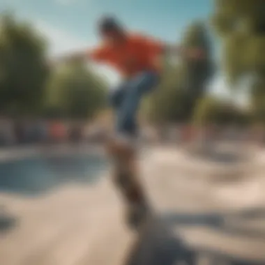 Vibrant Skate Park Culture A vibrant skate park scene showcasing diverse skateboarders in action.