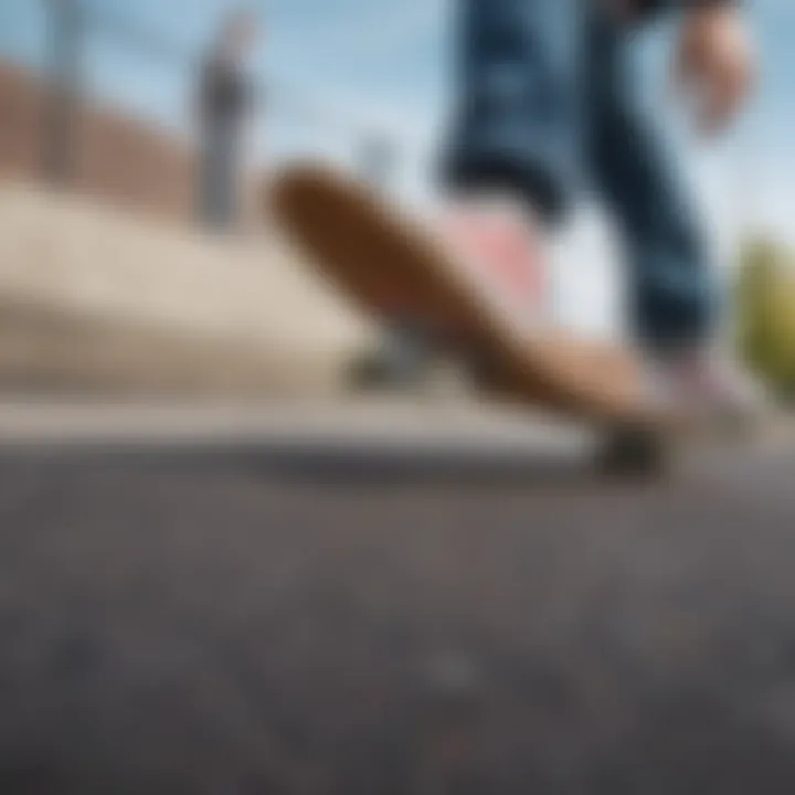 Close-up of a Zoomie skateboard highlighting its unique design features.