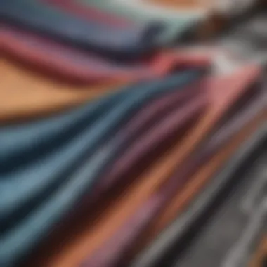 Fabric Choices for Oversized T-Shirts Close-up of fabric swatches showcasing different textures and patterns suitable for oversized t-shirts.
