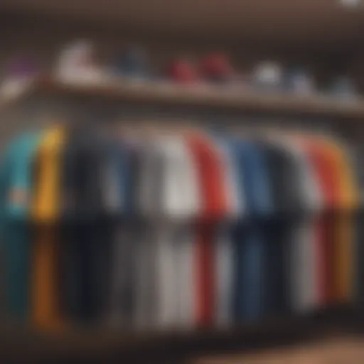 A vibrant display of various oversized t-shirts in different styles hanging on a rack.