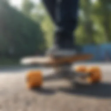 Safety features on a skateboard with detailed labels