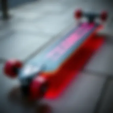 Close-up of the Flux Motion Electric Skateboard showcasing its sleek design