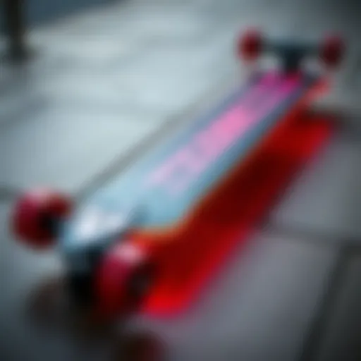 Close-up of the Flux Motion Electric Skateboard showcasing its sleek design