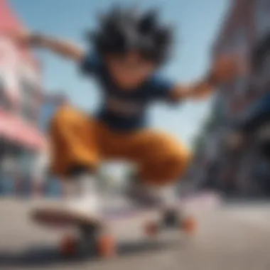 Vibrant Goku Black Skateboard Art Goku Black-themed skateboard design showcasing vibrant colors and dynamic poses.