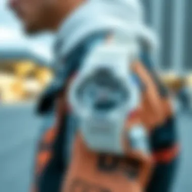 A stylish individual showcasing the red, white, and blue G-Shock as part of their fashionable outfit.