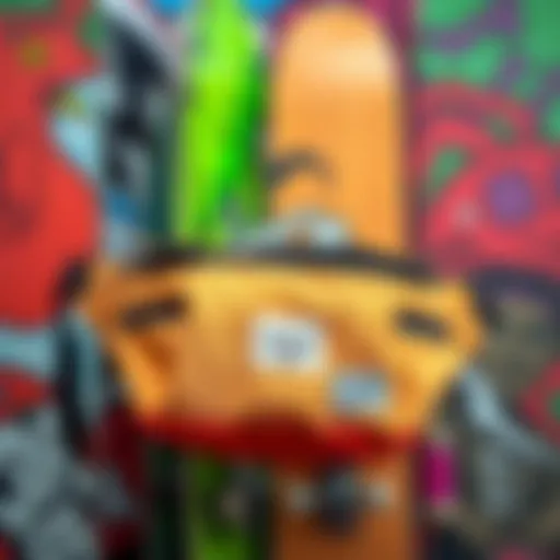 Stylish Herschel Fanny Pack Sixteen showcased against a vibrant skateboard background