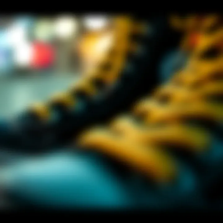 Close-up of the unique design features of high top stacked Converse.