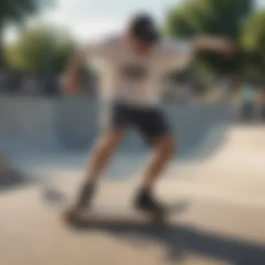 HUF shorts displayed in a skate park setting