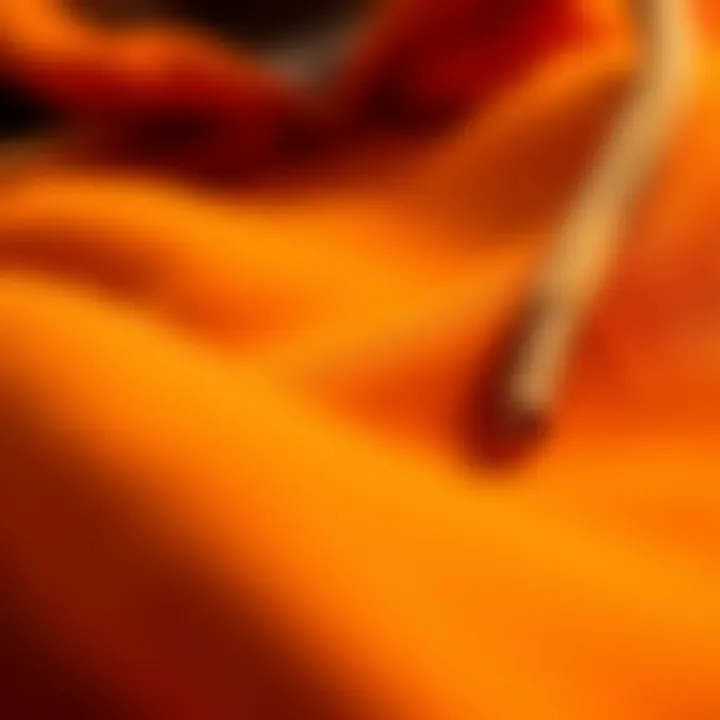 Durable Fabric Features of Hunter Orange Hoodie Close-up of fabric texture showcasing the durability of the hunter orange hoodie.