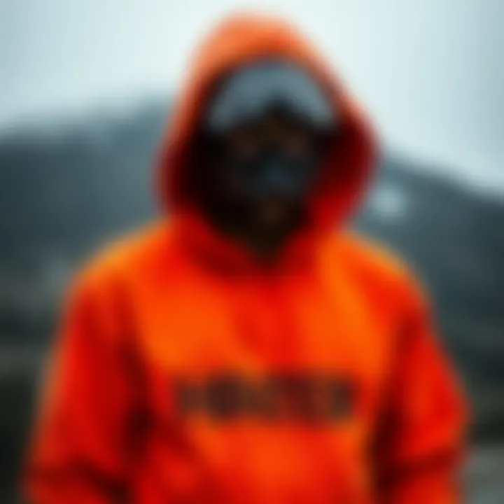 Visibility Benefits of Hunter Orange Hoodie Illustration of the hoodie demonstrating its visibility in outdoor environments.
