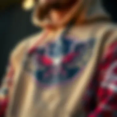 Close-up of the intricate design of an independent skate hoodie