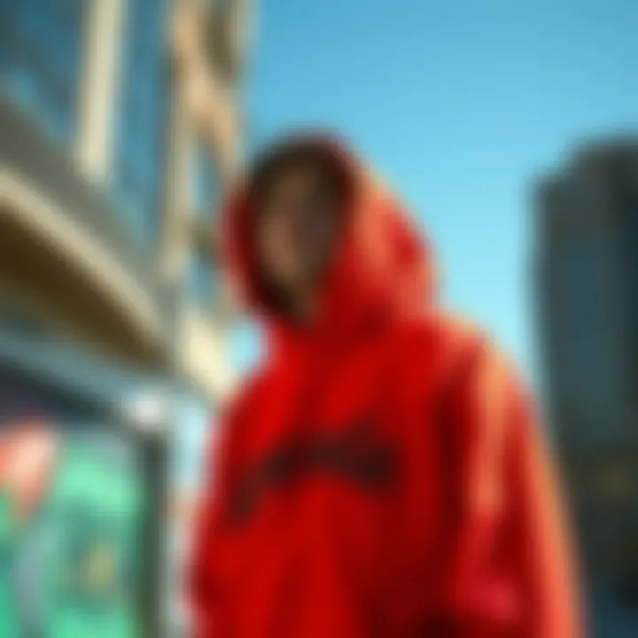 Skateboarder wearing an independent hoodie in an urban setting