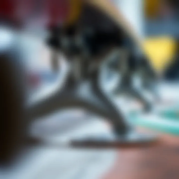 Close-up view of skateboard truck components