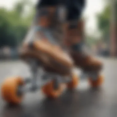 Close-up of high-performance junior aggressive inline skate design