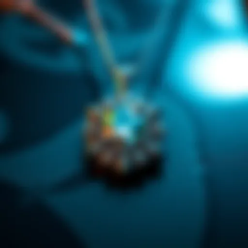 An elegant close-up of a diamond encrusted pendant from King Ice, showcasing its brilliance and detail