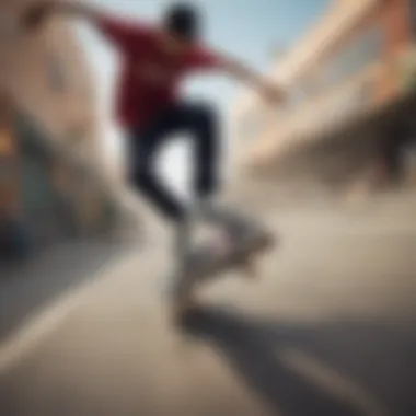 Skater in Action with Lakai Fremont A skater performing tricks while wearing Lakai Fremont shoes in an urban setting.